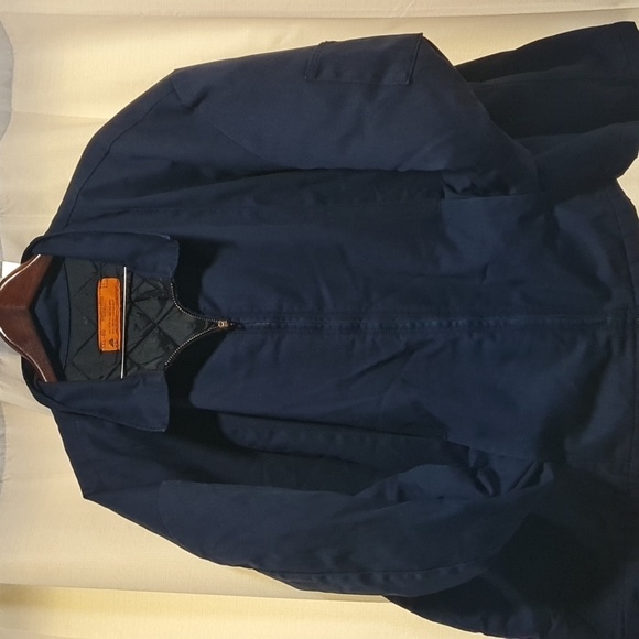 Vtg. Durable Press Lined Worker Jacket Navy Blue - Picture 1 of 5